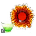 A 20th Century Humppila shallow glass dish from the Revontulet range designed by Tauno Wirkkala,