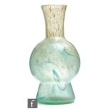 A 1930s Monart glass vase of inverted thistle form, shape CH, with bronze aventurine inclusions