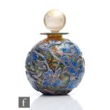 A contemporary Johnathan Harris cameo glass trial scent bottle dated 2006, the spherical body