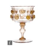 A late 19th Century Italian Murano drinking glass by Salviati & Cie, the fluted bucket form bowl