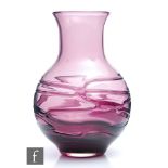 A 20th Century Whitefriars strap vase designed by Geoffrey Baxter, pattern number 9799 in Aubergine,