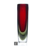 A 1950s Nuutajarvi Notsjo Maljakko KF 239 glass vase by Kaj Franck, of sleeve form, the sommerso