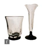 A 1930s Orrefors clear crystal glass vase designed by Edward Hald, with a lobed body and flared rim,