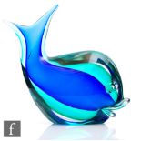 A later 20th Century Italian Murano Sommerso glass figure of a fish, possibly by V. Nasson & Cie,