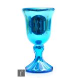 A 19th Century Varnish & Co. London mercury glass goblet, circa 1850, the tulip bowl above a facet