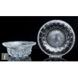A late Georgian Anglo-Irish clear cut crystal table central bowl with matched stand, circa 1810, the