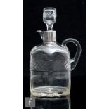 An early 20th Century Stevens & Williams glass spirit bottle, of shouldered hexagonal section,