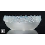 A Rene Lalique Soucis bowl, model 418, circa 1931, of circular form relief moulded with a band of