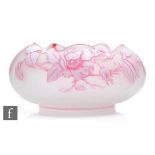 A large late 19th Century Thomas Webb & Sons cameo glass bowl of compressed circular form with a
