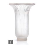 A Rene Lalique Lotus glass vase, model 945, circa 1920, of cylindrical flared form with square