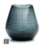 A 20th Century Czechoslovakian glass vase of tapered ovoid form, decorated with offset geometric