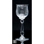 An early 20th Century Webbs rock crystal style drinking glass, circa 1910, the ovoid bowl