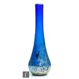 A later 20th Century Okra glass vase of ovoid form with tall tapering neck, decorated in the