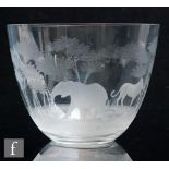 A Rowland Ward large Big Game glass punch bowl, from the Safari range, of high sided ovoid form,