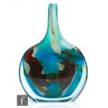 A large 20th Century Mdina Lollipop vase, of compressed ovoid form with drawn collar neck, in the