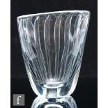 A large 1950s Kosta Ariel glass vase designed by Vicke Lindstrand, the compressed sleeve form