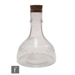 An Iittala Niva (Rushing Stream) service glass decanter, circa 1974, of low shouldered form with