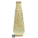 A continental mould blown glass vase, of tapered ovoid form, with gilt decoration depicting