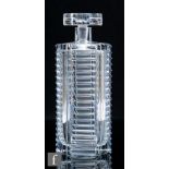 A 1950s heavyweight crystal decanter,  probably Czechoslovakian, the cylinder decanter deeply cut