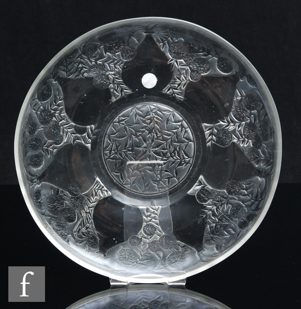 A Rene Lalique Vases No. 2 plate, the clear and frosted circular plate, encircling a central frosted
