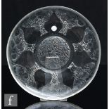 A Rene Lalique Vases No. 2 plate, the clear and frosted circular plate, encircling a central frosted