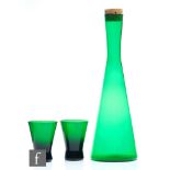 A Per Lütken for Holmegaard Winston decanter, circa 1958, may green colourway with cork stopper,