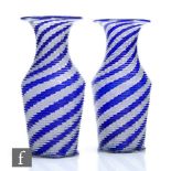 A pair of 19th Century French posy vases by Clichy, of shouldered ovoid form with flared neck,