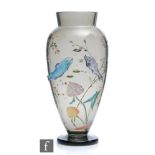 A early 20th Century Harrach Aquatic glass vase, circa 1900, of footed shouldered form with short