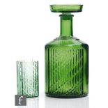 A Riihimaki glass Flindari series glass decanter designed by Nanny Still, circa 1964, of cylindrical