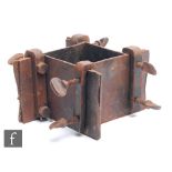 A 20th Century steel four piece mould of square section, originally from the Whitefriars factory.