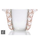 A Rene Lalique Honfleur clear crystal glass vase, model 994, circa 1927, of bucket form with twin