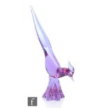 A large later 20th Century Italian Murano dichroic glass bird by Licio Zanetti, in head down pose