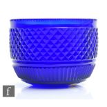 A late Georgian Bristol Blue finger bowl, circa 1820, the upper rim with fine notch cut border above