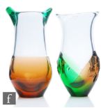 Two Skrdlovice Glassworks glass vases designed by Ladislav Palecek, the first in clear crystal
