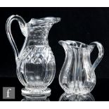 A 19th Century Richardson clear cut crystal jug of footed swollen ovoid form rising to an integral