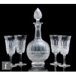 A 20th Century clear glass decanter in the 19th Century taste, of globe and shaft form, the body