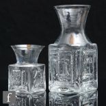 A later 20th Century Dartington clear crystal glass vase designed by Frank Thrower, of square