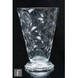 A 20th Century Tudor Crystal clear cut crystal glass vase, designed by Clynne Farquharson, of footed