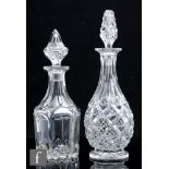 A 19th Century Richardson clear cut crystal decanter of footed swollen ovoid form rising to a