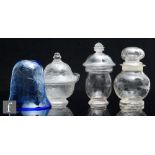 A small collection of 1930s Gray-Stan glass items, to include a crackle glass lamp shade in blue,