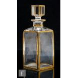 A 20th Century Lobmeyr clear crystal glass decanter, of square section with faceted shoulder