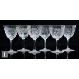 A set of six early 20th Century Stourbridge clear crystal wine glasses, possibly Stevens & Williams,