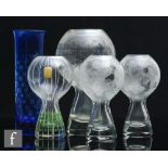 Four 1970s VEB Harzkristall mold blown modernist glass vases designed by Marita Voigt inspired by