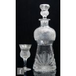 A 20th Century Scottish glass decanter of thistle form, the lower body engraved with thistles