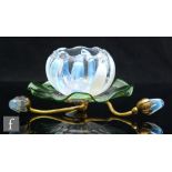 An early 20th Century John Walsh Walsh Water Lily posy holder, the gilt metal stand with three