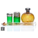 An early 20th Century Thomas Webb & Sons perfume bottle, the amber glass bottle intaglio engraved