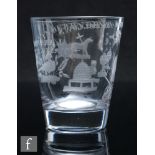 An early 19th Century glass tumbler with heavy solid base, engraved with INDEPENDENT ORDER OF ODD