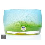 An Ekenas glass bowl designed by John Orwar Lake, of high sided circular form in a mottled blue to