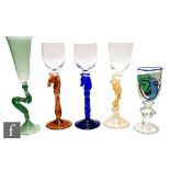 A group of contemporary continental glass goblets, of various makers and patterns, to include two