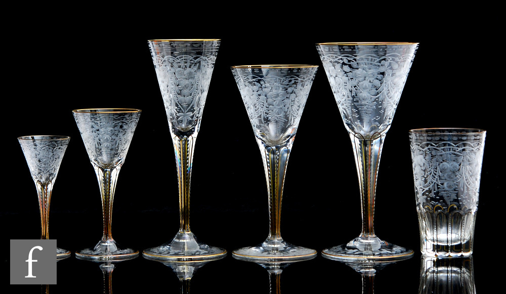 A large and extensive early 20th Century Moser drinks suite, circa 1920, in the Maharani pattern,